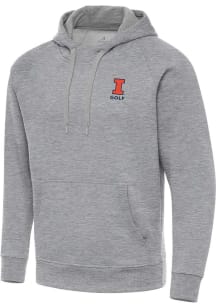 Antigua Illinois Fighting Illini Mens Grey Victory Golf Long Sleeve Hoodie