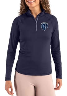 Cutter and Buck Sporting Kansas City Womens Navy Blue Coastline Qtr Zip