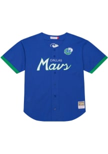 Mitchell and Ness Dallas Mavericks Mens Blue Head Coach Baseball Jersey