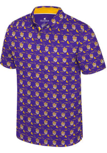 Colosseum LSU Tigers Mens Purple Vintage Logo Short Sleeve Polo