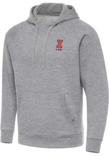 Antigua Illinois Fighting Illini Mens Grey Victory Law Long Sleeve Hoodie