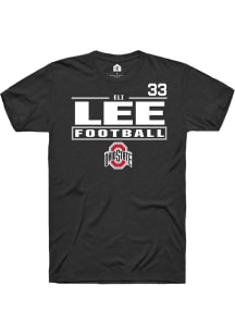 Eli Lee Ohio State Buckeyes Black Football NIL Stacked Box Short Sleeve Player T Shirt