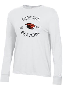 Champion Oregon State Beavers Womens White Core LS Tee