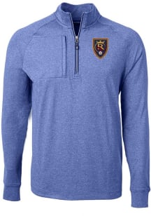 Cutter and Buck Real Salt Lake Mens Blue Adapt Eco Long Sleeve Qtr Zip Pullover