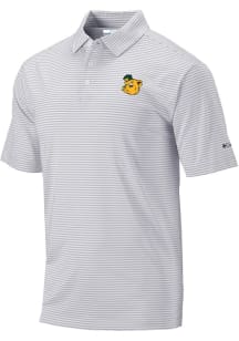 Columbia Baylor Bears Mens Grey Vault Heat Seal Omni Wick Club Invite Short Sleeve Polo
