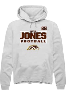 Justin Jones Western Michigan Broncos Mens White Football NIL Stacked Box Player Hood