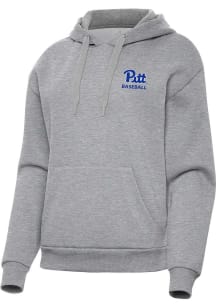 Antigua Pitt Panthers Womens Grey Heather Baseball Victory Hooded Sweatshirt