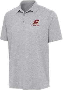 Antigua Central Michigan Chippewas Mens Grey Heather Medicine Par 3 Short Sleeve Polo