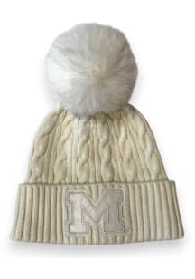 Lusso Michigan Wolverines White Audrey Tonal Patch Womens Knit Hat
