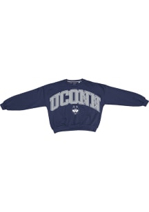 Pressbox UConn Huskies Womens Navy Blue Sweeper Crew Sweatshirt