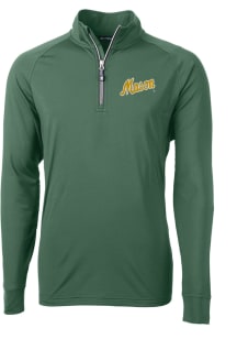 Cutter and Buck George Mason University Mens Green Adapt Knit Long Sleeve Qtr Zip Pullover