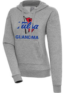 Antigua Tulsa Golden Hurricane Womens Grey Heather Grandma  Victory Hooded Sweatshirt