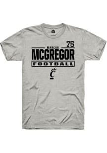 Marcus McGregor Cincinnati Bearcats Ash Football NIL Stacked Box Short Sleeve Player T Shirt