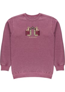 Summit Sportswear Harvard Crimson Womens Maroon Burnout Fleece Gates Crew Sweatshirt