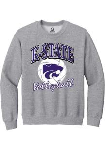 Summit Sportswear K-State Wildcats Mens Grey Number 1 Volleyball Long Sleeve Crew Sweatshirt