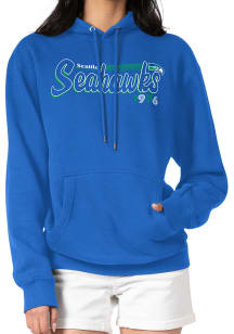 Starter Seattle Seahawks Mens Blue Groovy Script Long Sleeve Hoodie