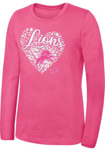 Detroit Lions Girls Pink Summer Love Long Sleeve T-shirt