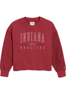 League Indiana Hoosiers Womens Crimson Reverse Fleece Crew Sweatshirt
