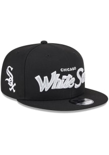 New Era Chicago White Sox Black Evergreen Script 9FIFTY Mens Snapback Hat