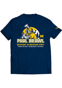 Michigan Wolverines Blue Football Football Paul Brawl Short Sleeve T Shirt