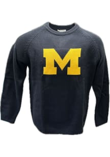 Michigan Wolverines Mens Navy Blue Block M Long Sleeve Sweater