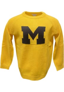 Michigan Wolverines Mens Yellow Block M Long Sleeve Sweater