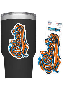 Illinois Fighting Illini Justin Patten Mascot 3in Durable Stickers - Navy Blue
