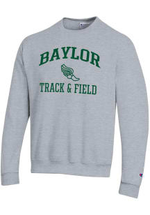 Champion Baylor Bears Mens Grey Heather Track & Field Icon Powerblend Long Sleeve Crew Sweatshirt