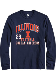 Jordan Anderson Illinois Fighting Illini Navy Blue Football NIL Arch Logo Long Sleeve Player T Shi..