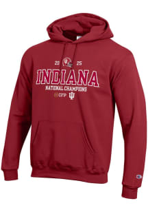 Champion Indiana Hoosiers Mens Crimson 2025 Football National Champions Embroidered Long Sleeve Ho..
