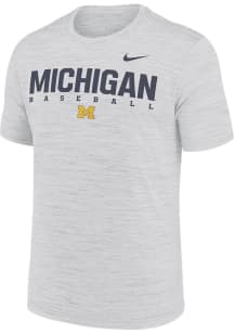 Nike Michigan Wolverines White DriFit Velocity Baseball Short Sleeve T Shirt