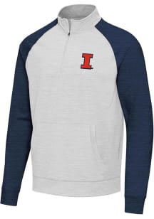 Antigua Illinois Fighting Illini Mens Navy Blue Urgent Colorblock Long Sleeve Qtr Zip Pullover