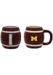 Michigan Wolverines 15oz Sculpted Football Logo Mug Ceramic Mug - Brown