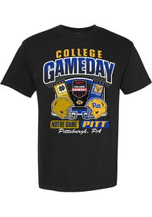 Something Inked Pitt Panthers Youth Black Football College Gameday vs Notre Dame Ticket Short Slee..