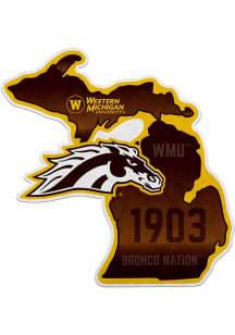 Western Michigan Broncos State Shape Pennant - Brown