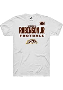 DeShawn Robinson Jr Western Michigan Broncos White Football NIL Stacked Box Short Sleeve Player T..