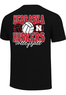 Nebraska Cornhuskers Girls Black Volleyball Stack Short Sleeve Tee