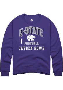 Jayden Rowe K-State Wildcats Mens Purple Football NIL Arch Logo Player Crew