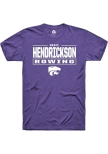 Grace Hendrickson K-State Wildcats Purple NIL Stacked Box Short Sleeve Player T Shirt