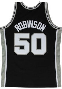 David Robinson  Mitchell and Ness San Antonio Spurs Mens Black Swingman Big and Tall Hooded Sweats..