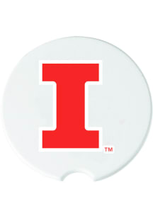 Illinois Fighting Illini Ceramic 2 Pack Car Coaster - White