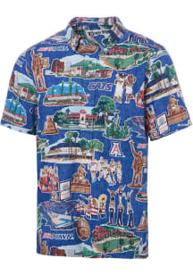Reyn Spooner Arizona Wildcats Mens Navy Blue Scenic Short Sleeve Dress Shirt