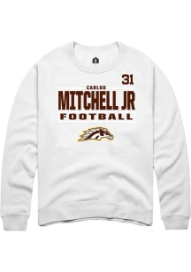 Carlos Mitchell Jr Western Michigan Broncos Mens White Football NIL Stacked Box Player Crew