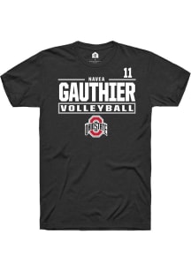 Navea Gauthier Ohio State Buckeyes Black NIL Stacked Box Short Sleeve Player T Shirt