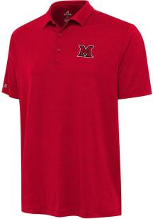 Antigua Miami RedHawks Mens Red Reprocess Recycled Short Sleeve Polo
