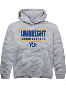 Tyler Umbright Rally Pitt Panthers Youth NIL Stacked Box Long Sleeve Player Hoodie Grey