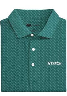Onward Reserve Michigan State Spartans Mens Green Logo Repeat Short Sleeve Fashion Polo