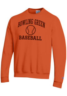 Champion Bowling Green Falcons Mens Orange Baseball Icon Powerblend Long Sleeve Crew Sweatshirt