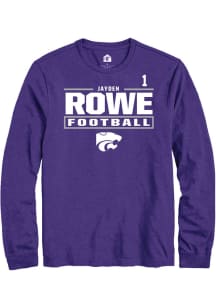 Jayden Rowe K-State Wildcats Purple Football NIL Stacked Box Long Sleeve Player T Shirt