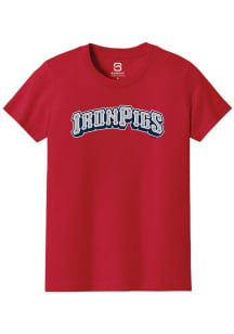 Summit Sportswear Lehigh Valley Ironpigs Youth Red Alt Logo Wordmark Short Sleeve T-Shirt